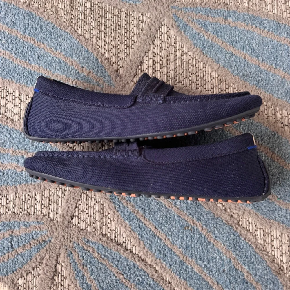 Rothy's The Driver Loafer Navy Blue Sapphire Knit Flats Womens Size 8.5 Washable